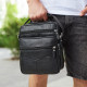 Мужская борсетка через плечо 26х20.5х8 / мессенджер наплечный из натуральной кожи, черный