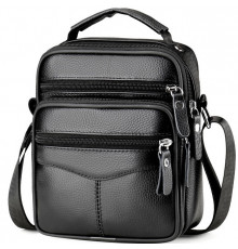 Мужская сумка-барсетка 17x21x9, кожаная сумочка планшет Tiding Bag 75003 черная