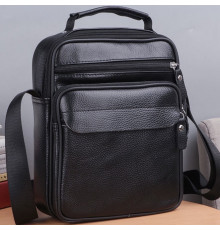 Мужская кожаная барсетка через плечо 22х26х9, мессенджер с ручкой Bexhill Bx-66503 черный