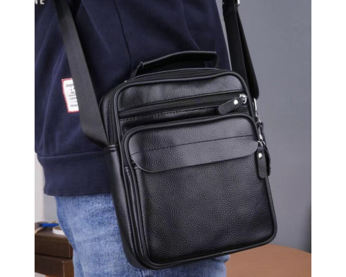 Мужская кожаная барсетка через плечо 22х26х9, мессенджер с ручкой Bexhill Bx-66503 черный