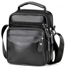 Мужская кожаная барсетка через плечо 17х21х9, мессенджер с ручкой Bexhill Bx-54551 черная