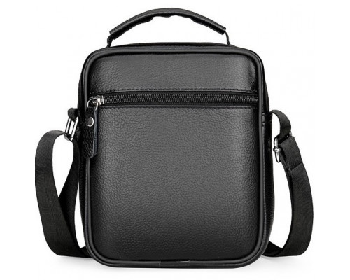 Мужская кожаная сумка планшет 17х21х9, барсетка через плечо с ручкой черная 86802