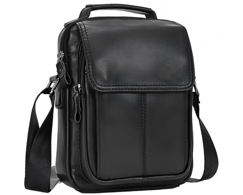 Сумка-барсетка мужская через плечо 22х18х8, кожаная сумочка планшет Tiding Bag TD-69291 черная
