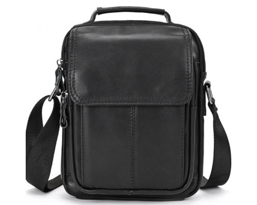Сумка-барсетка мужская через плечо 22х18х8, кожаная сумочка планшет Tiding Bag TD-69291 черная