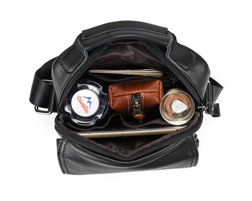 Сумка-барсетка мужская через плечо 22х18х8, кожаная сумочка планшет Tiding Bag TD-69291 черная