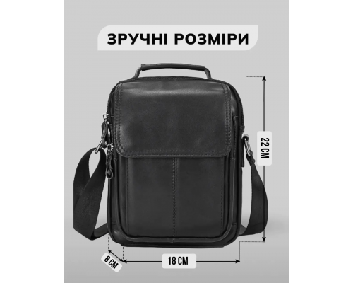 Сумка-барсетка мужская через плечо 22х18х8, кожаная сумочка планшет Tiding Bag TD-69291 черная