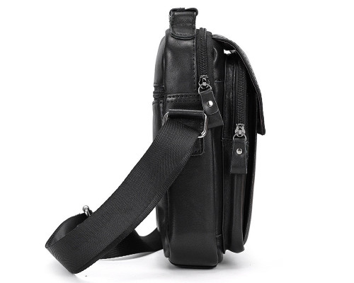Сумка-барсетка мужская через плечо 22х18х8, кожаная сумочка планшет Tiding Bag TD-69291 черная