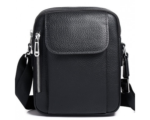 Мужская кожаная сумка-барсетка 19х24х7.5, сумочка планшет через плечо черная Bexhill BX-09164