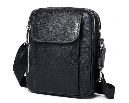 Мужская кожаная сумка-барсетка 19х24х7.5, сумочка планшет через плечо черная Bexhill BX-09164