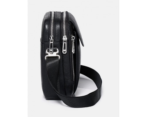 Мужская кожаная сумка-барсетка 19х24х7.5, сумочка планшет через плечо черная Bexhill BX-09164