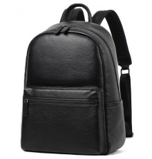 Мужской рюкзак из натуральной кожи 28х39х15, наплечник для ноутбука и документов Tiding Bag 81809 черный