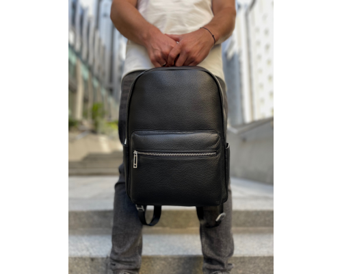 Мужской рюкзак из натуральной кожи 28х39х15, наплечник для ноутбука и документов Tiding Bag 81809 черный