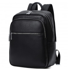 Мужской кожаный рюкзак для поездок и прогулок 30х40х17, сумка на спину в офис Tiding Bag 75362 черная