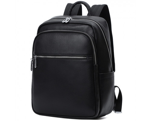 Мужской кожаный рюкзак для поездок и прогулок 30х40х17, сумка на спину в офис Tiding Bag 75362 черная