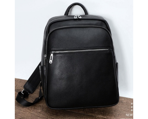Мужской кожаный рюкзак для поездок и прогулок 30х40х17, сумка на спину в офис Tiding Bag 75362 черная