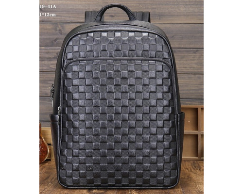 Рюкзак мужской кожаный 30х41х15, городской наплечник для ноутбука и документов Tiding Bag 63989 черный