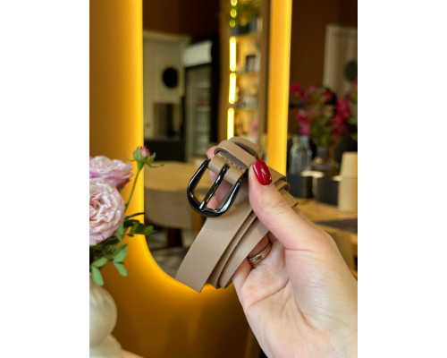 Кожаный женский ремень в бежевом цвете 3334