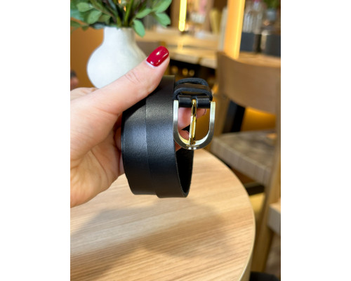 Кожаный женский ремень в черном цвете 6094