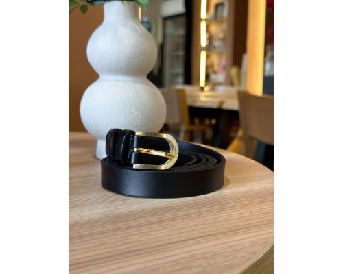 Кожаный женский ремень в черном цвете 6094