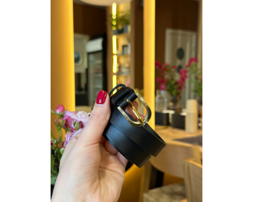 Кожаный женский ремень в черном цвете 6094