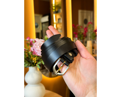 Кожаный женский ремень в черном цвете 6094