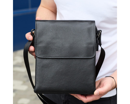 Сумка мессенджер 21.5x25x7 кожаная барсетка для мужчин Tiding Bag 35775 черная