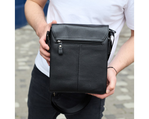 Сумка мессенджер 21.5x25x7 кожаная барсетка для мужчин Tiding Bag 35775 черная