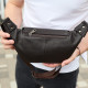 Мужской кожаный нагрудной рюкзак для телефона 14х29х8, сумка бананка для города и отдыха 70101 черная