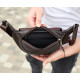 Мужской кожаный нагрудной рюкзак для телефона 14х29х8, сумка бананка для города и отдыха 70101 черная