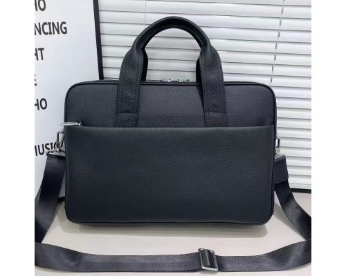 Кожаная мужская деловая сумка для ноутбука 40x27x10, офисный портфель Tiding Bag 56901, черный