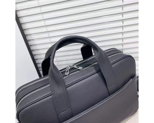 Кожаная мужская деловая сумка для ноутбука 40x27x10, офисный портфель Tiding Bag 56901, черный