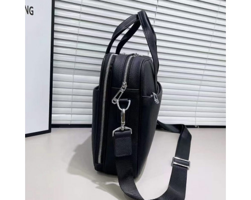 Кожаная мужская деловая сумка для ноутбука 40x27x10, офисный портфель Tiding Bag 56901, черный
