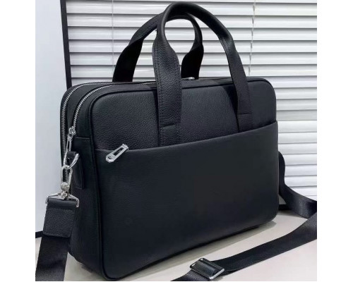 Кожаная мужская деловая сумка для ноутбука 40x27x10, офисный портфель Tiding Bag 56901, черный