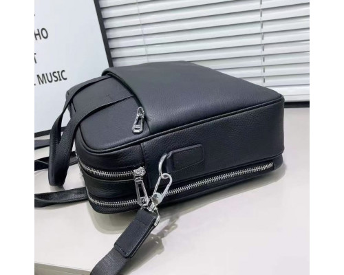 Кожаная мужская деловая сумка для ноутбука 40x27x10, офисный портфель Tiding Bag 56901, черный