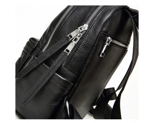 Женский кожаный рюкзак городской 35х26х17, наплечник из натуральной кожи, черный