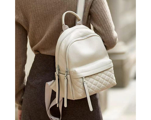 Женский кожаный наплечник городской 35х26х17, рюкзак из натуральной кожи, белый