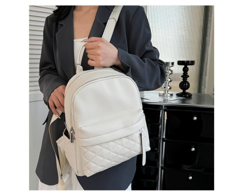 Женский кожаный наплечник городской 35х26х17, рюкзак из натуральной кожи, белый