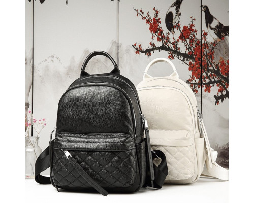 Женский кожаный наплечник городской 35х26х17, рюкзак из натуральной кожи, белый