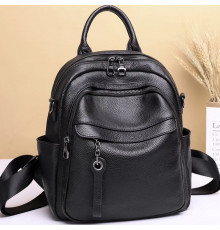 Женская кожаная сумка наплечная городская 21х28х13, рюкзак для каждого дня, черный