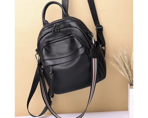 Женская кожаная сумка наплечная городская 21х28х13, рюкзак для каждого дня, черный