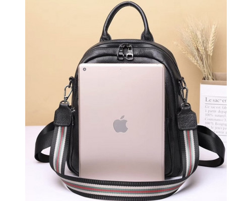 Женская кожаная сумка наплечная городская 21х28х13, рюкзак для каждого дня, черный