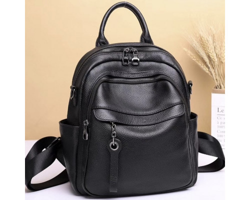 Женская кожаная сумка наплечная городская 21х28х13, рюкзак для каждого дня, черный