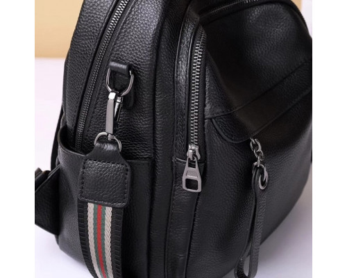 Женская кожаная сумка наплечная городская 21х28х13, рюкзак для каждого дня, черный