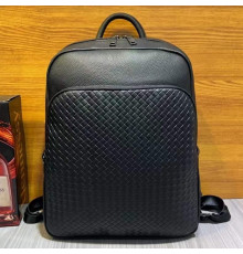 Рюкзак мужской из натуральной кожи 30х41х12, городская сумка на спину для ноутбука Tiding Bag черная