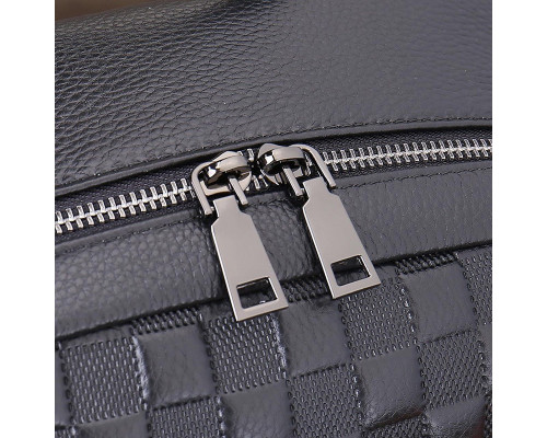 Рюкзак мужской из натуральной кожи 30х41х12, городская сумка на спину для ноутбука Tiding Bag черная