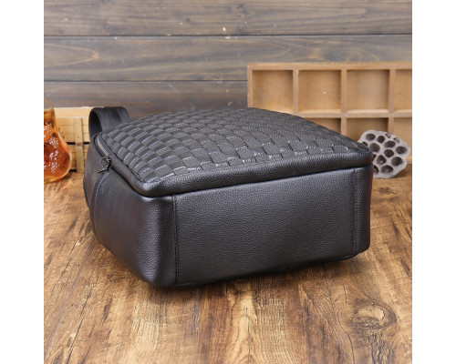 Рюкзак мужской из натуральной кожи 30х41х12, городская сумка на спину для ноутбука Tiding Bag черная