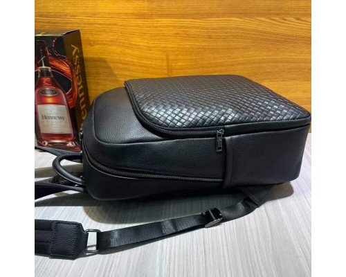 Рюкзак мужской из натуральной кожи 30х41х12, городская сумка на спину для ноутбука Tiding Bag черная