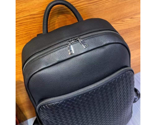 Рюкзак мужской из натуральной кожи 30х41х12, городская сумка на спину для ноутбука Tiding Bag черная