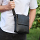 Кожаная мужская сумка-месенджер 21х23х5.5, сумочка планшет через плечо Tiding Bag 48450 черная