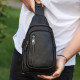Сумка-слинг мужская через плече 19х31х7, нагрудная сумочка рюкзак из натуральной кожи TIDING BAG 32545 черная